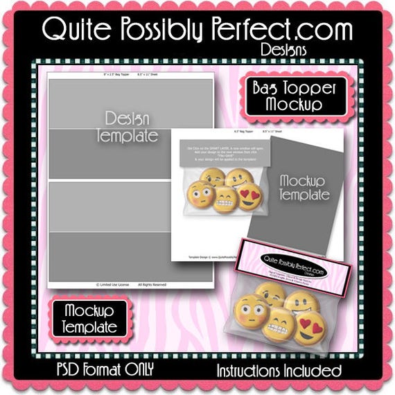 Emoji Cookies Bag Topper Preview Mockup Design Template