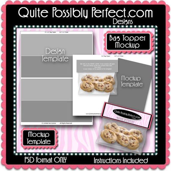 Download Free Cookies Bag Topper Preview Mockup Design Template Set ...