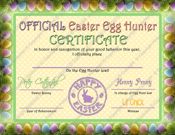 letter from easter bunny egg hunter certificate instant etsy