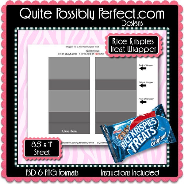 Rice Krispies Treats Wrapper Template Instant Download PSD and | Etsy