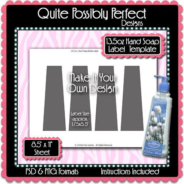 13.5oz Liquid Soap Label Template Instant Download PSD PNG Etsy