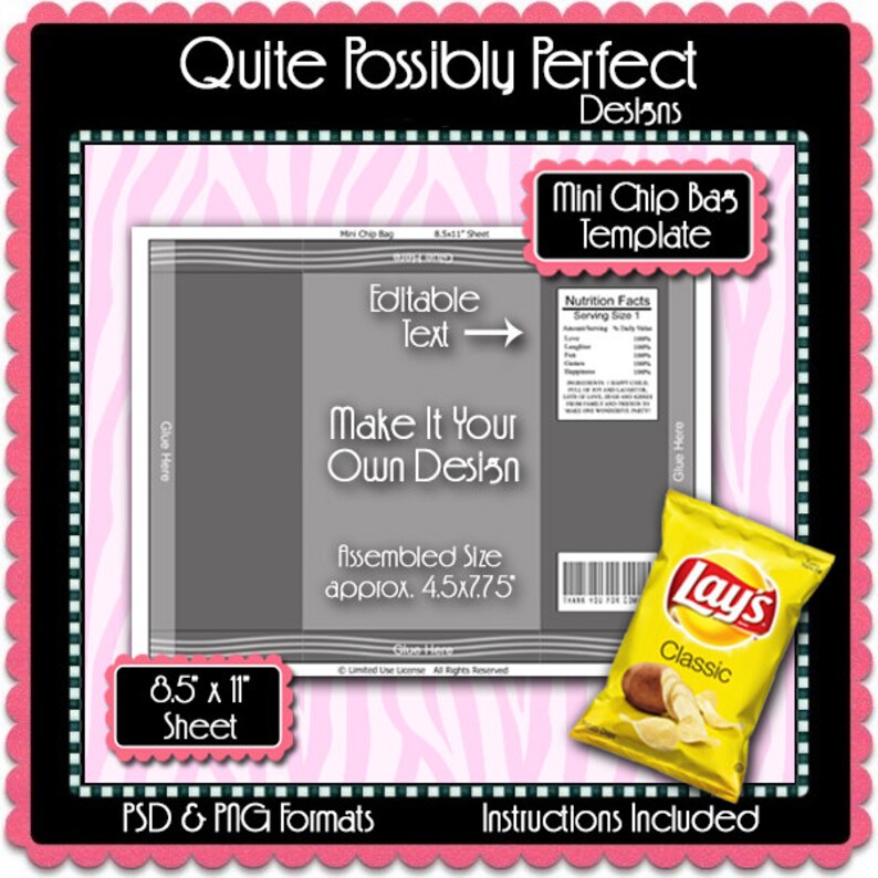 Mini Chip Bag Template Instant Download PSD And PNG Formats Etsy