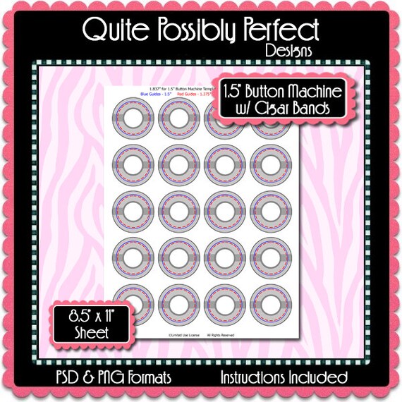 1 5 button machine template w cigar band layers instant etsy