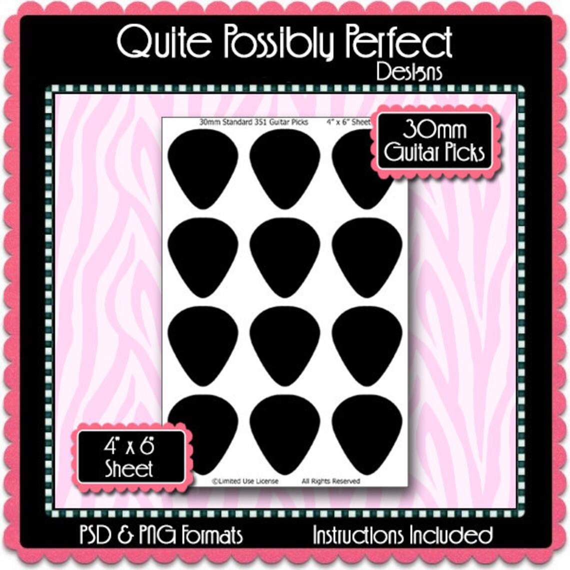 30mm Guitar Picks Template Instant Download PSD and PNG | Etsy