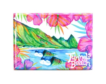 Tunnels Beach Magnet, Kauai Magnets, Magnet, Souvenir Magnet, Refrigerator Magnet, Tunnels Kauai, Fridge Magnet, travel souvenirs, Kauai art