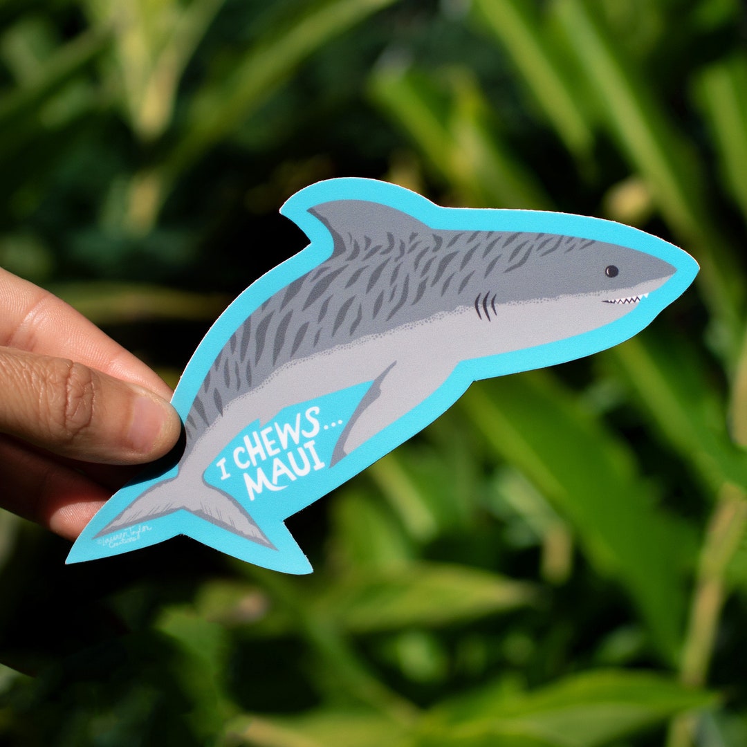 Maui Shark Sticker Medium, Dishwasher Safe Stickers, Shark Stickers