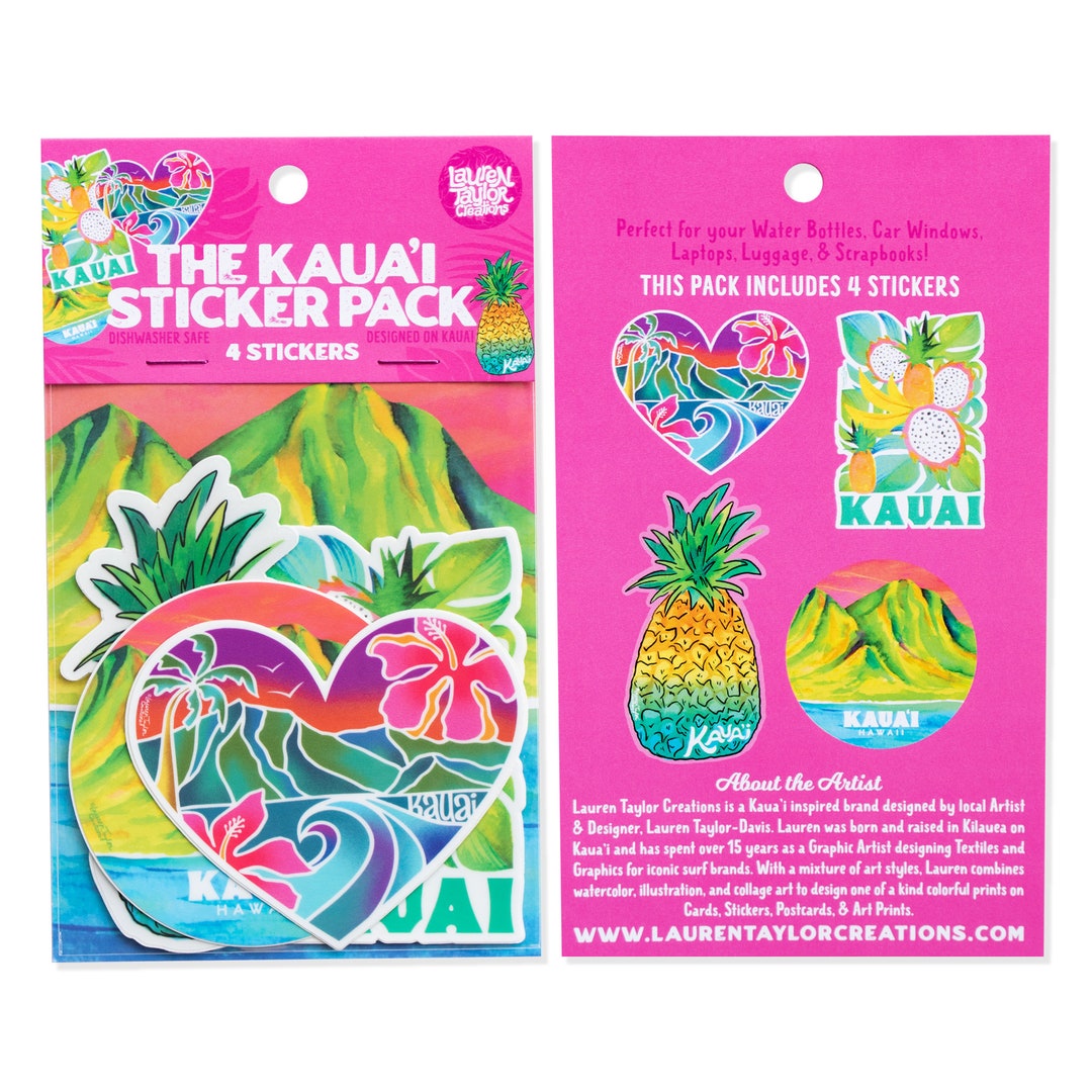 The Kauai Sticker Pack, Kauai Stickers, Hanalei, Kauai Art, Sticker