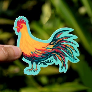 Maui Rooster Sticker Small, Roosters, Chicken Stickers, Maui Roosters, Maui Chickens, Rooster art, Stickers, Dishwasher Safe Stickers, Maui