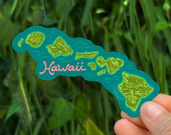 Hawaii Island Chain Sticker Large, Hawaii Stickers, Island Chain sticker, Hawaiian Islands, Map of Hawaii, Kauai, Oahu, Maui, Big Island