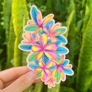 Plumeria Bunch Sticker Large, Plumeria Sticker, Plumeria, Kauai Stickers, Hawaii stickers, Plumeria art, Hawaii art, lei, Hawaiian flowers