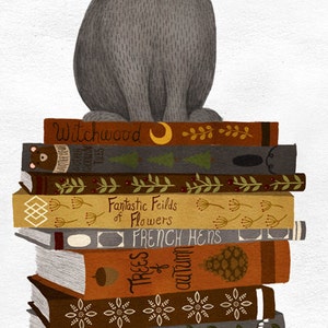 rabbit on books bookmark image 2