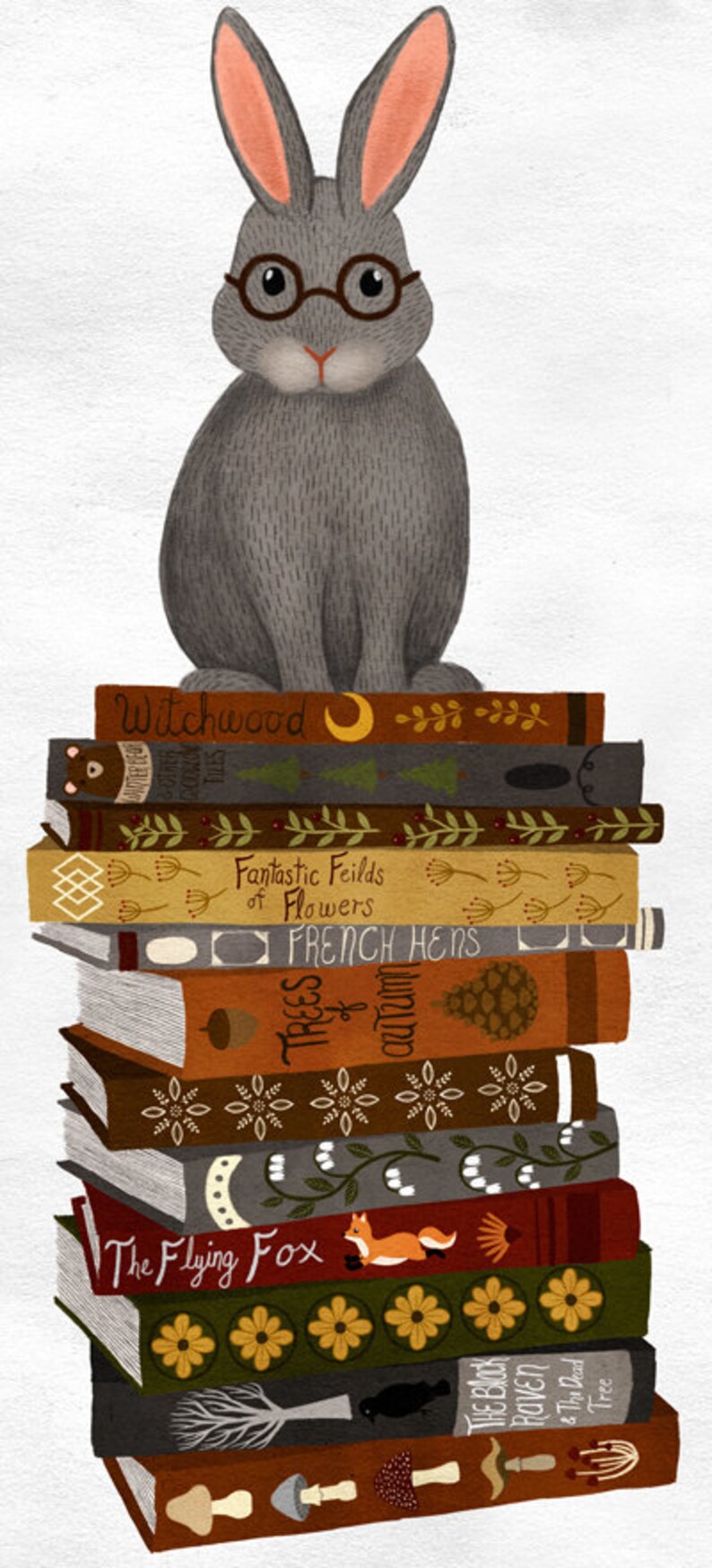 rabbit on books bookmark image 2