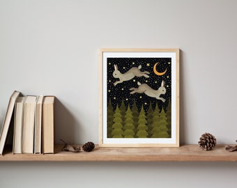 midnight hare | Giclée Art Print, 8x10", 11x14"