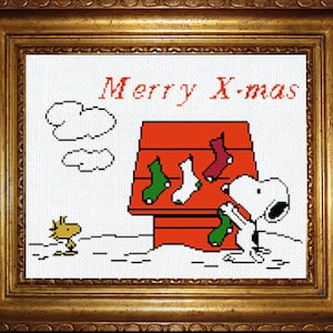 Snoopy Peanuts Christmas Cross Stitch Pattern PDF Instant Download