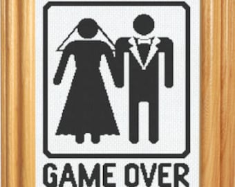 Wedding Game Over Cross Stitch Pattern PDF Instant Download