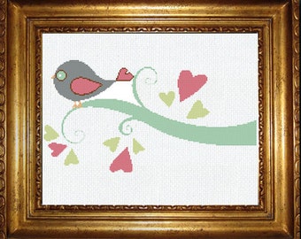Love Bird Cross Stitch Pattern PDF Instant Download