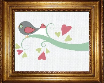 Schema punto croce uccellino d'amore PDF Download istantaneo
