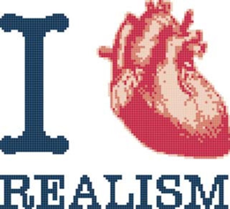 I Heart Realism Cross Stitch Pattern PDF Instant Download image 2
