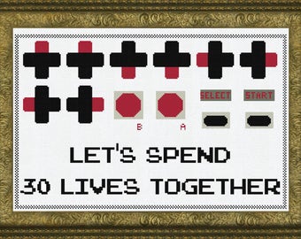 Konami Contra Code Cross Stitch Pattern PDF Instant Download