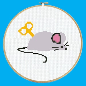 Easy Beginner Wind-up Mouse Cross Stitch Pattern PDF Instant Download