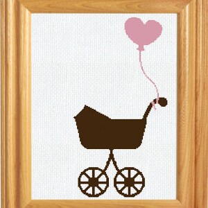 Baby Carriage Cross Stitch Pattern PDF Instant Download