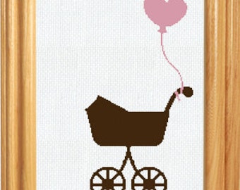 Baby Carriage Cross Stitch Pattern PDF Instant Download