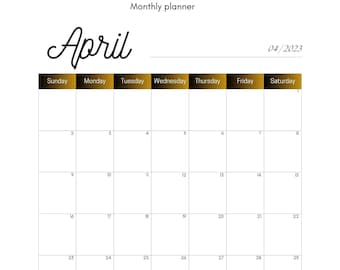 April 2023 Calendar, Printable, Minimalist Simple Calendar, 11 x 8.5 inches, Verical Page