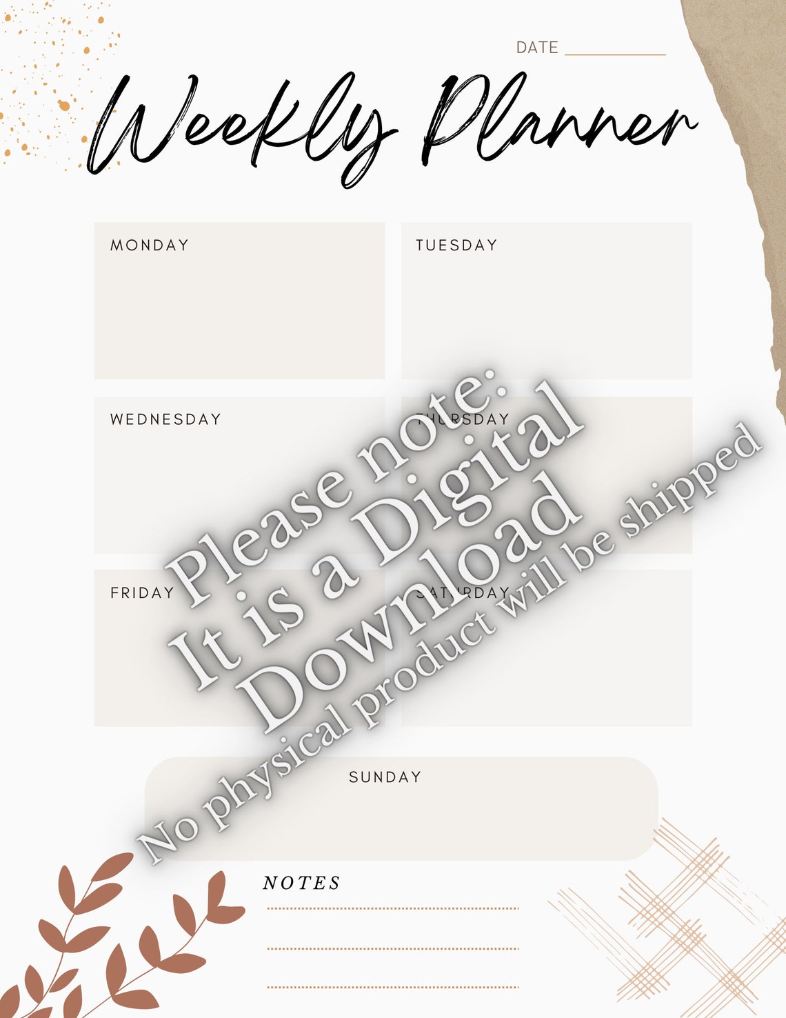 ADHD Organizing Weekly Planner, Digital Download, Printable Vertical ...
