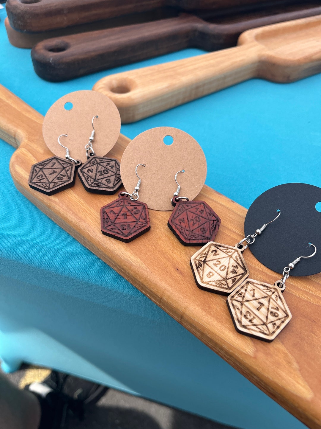 Laser Cut Wooden D20 Earrings Nat 20 and Nat 1 Etsy