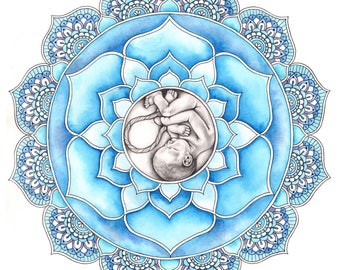 Birth Blessing Mandala Print + FREE Birth Blessing Mandala Colouring Meditation Digital File