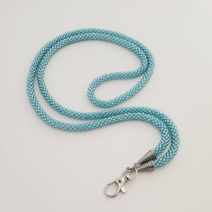 Aqua Blue Lanyard Teacher Badge holder, beaded lanyard ID holder, Gift for teacher, Lanyard for nurse, Ready to ship.