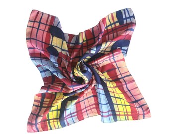Handbemalter Seidenschal: Multicolor Bandana Halstuch (50 x 50 cm)