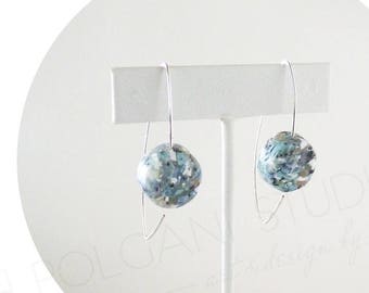 Silber Blau baumeln Ohrringe handgemachte moderne zeitgenössische lange Ohrringe