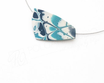 Blau Anhänger Halsketten Handgemacht, Abstrakte Kunst Schmuck, Farbige Träume