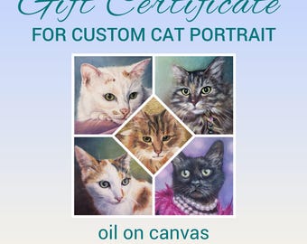 Geschenkgutschein für Individuelles Katzen Portrait Ölbild, druckbares Zertifikat
