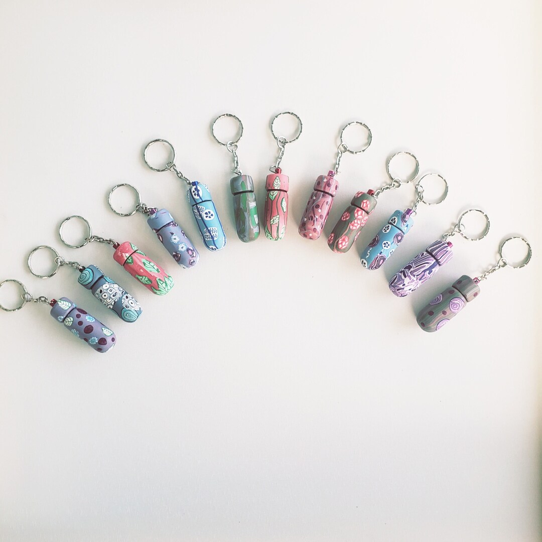 Pill Holder Keychain, Secret Compartment, Pill Case, Key Ring, Gift