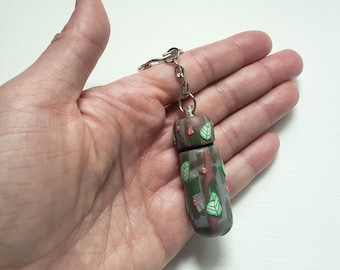 Keychain Pill Holder Handmade Polymer Clay Travel Pill Case Secret Compartment