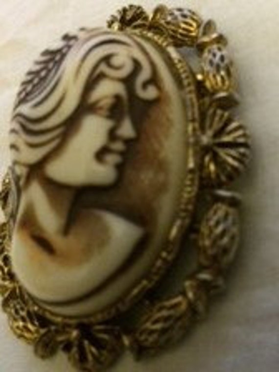 Victorian Style Cameo Domed Lady Profile Brooch - image 3