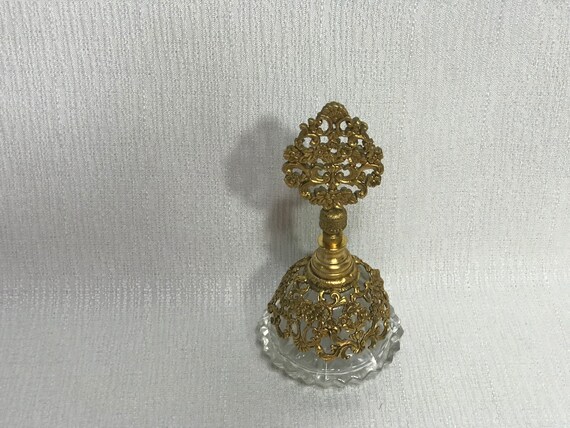 Perfume Bottle 24kt Gold Filled Filgree and Glass - image 9