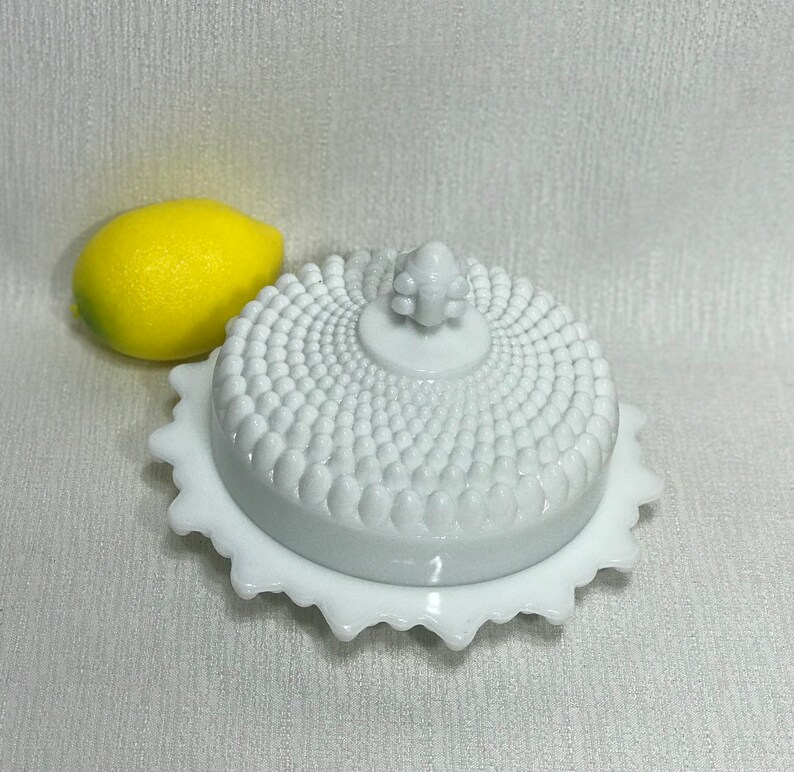 White Milk Glass Butter Dish American Hobnailby Westmoreland Etsy