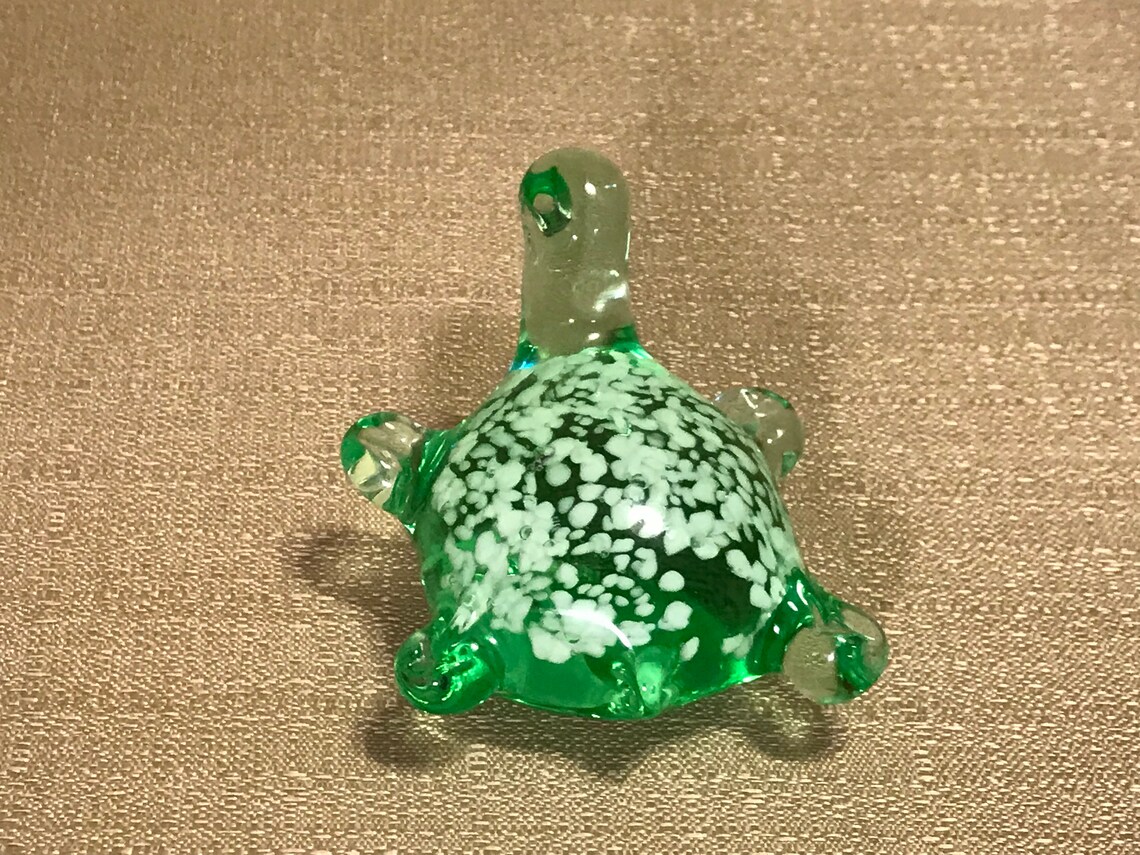 Green Art Glass Turtle Paperweight Etsy India
