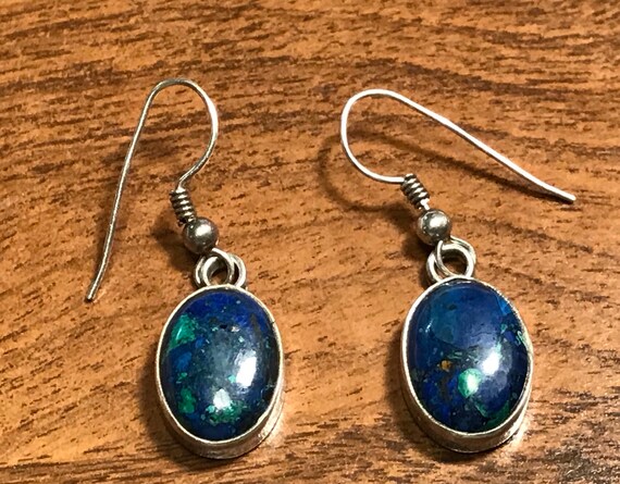 Lapis Lazuli Earrings Sterling Silver Signed - image 7