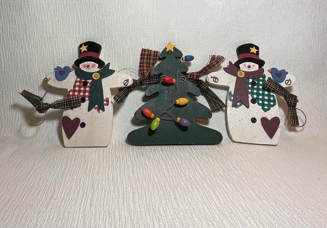 Snowman and Christmas Tree Wall Hanger Home Decor Etsy