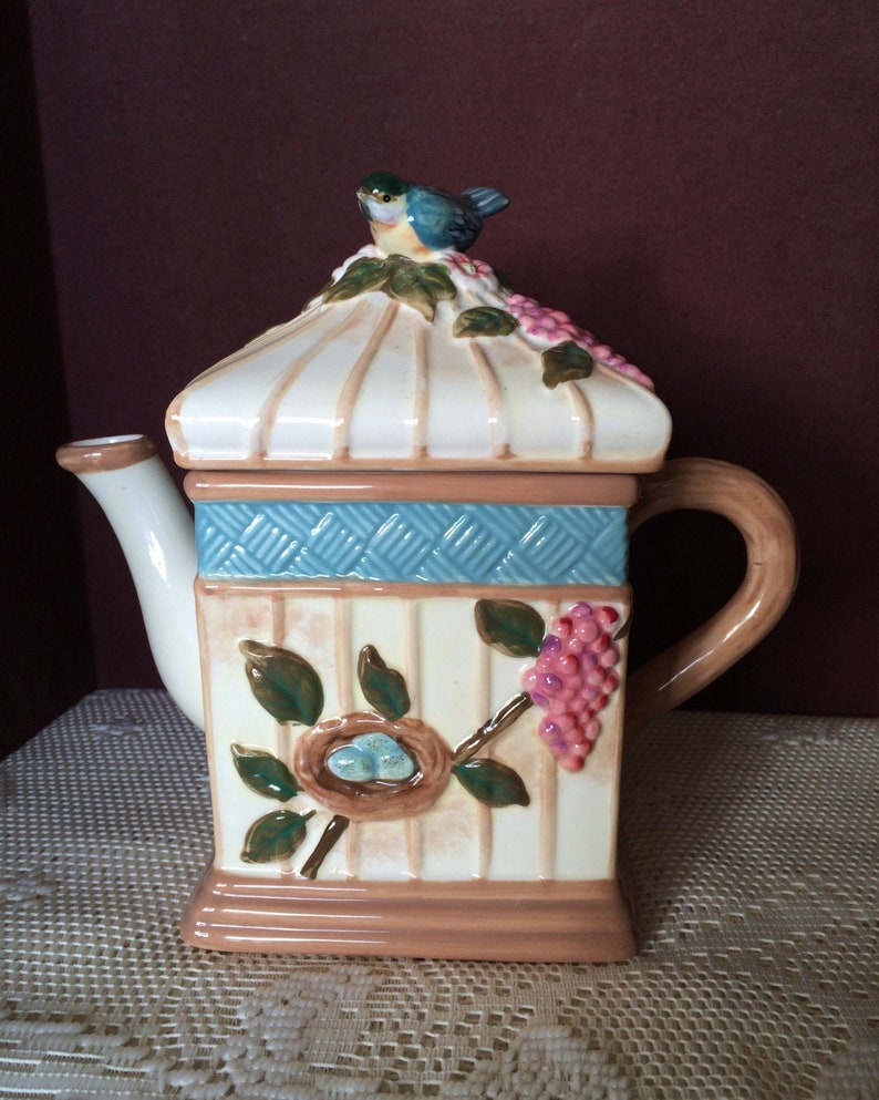 Nature Walk by Cracker Barrel Teapot by Susan Winget Etsy