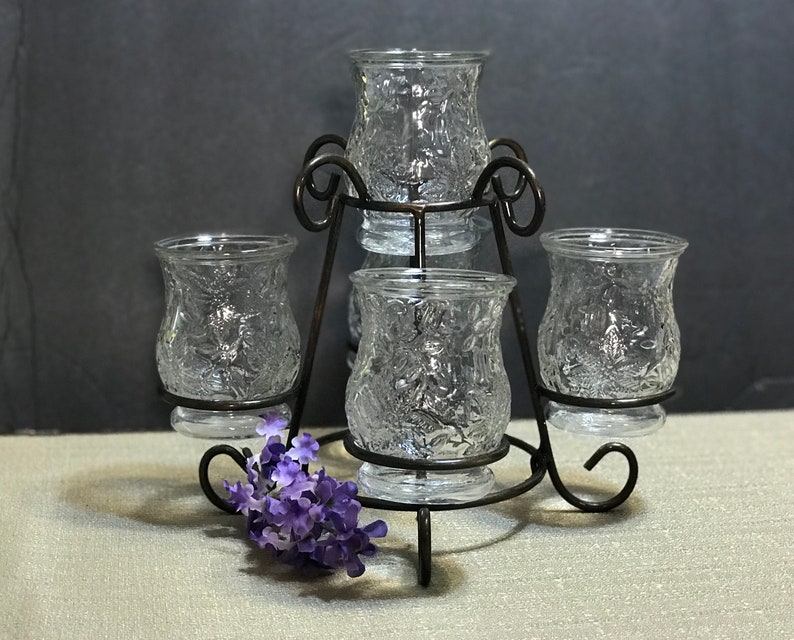 Princess House Fantasia Votive Candle Holders and Metal Stand Etsy