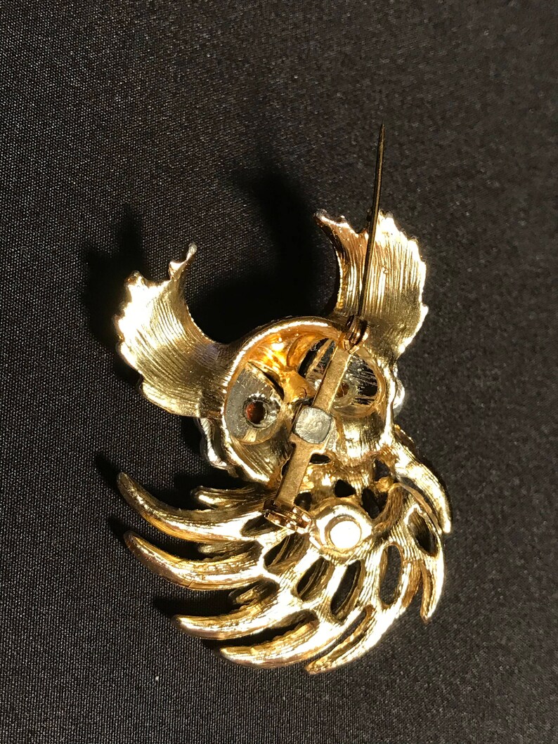 Owl Rhinestones Movable Body Pin Brooch Like Trafari Firebird