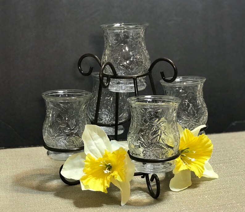 Princess House Fantasia Votive Candle Holders and Metal Stand Etsy