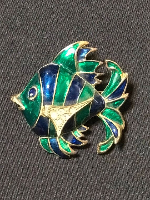 Brooch Angel Fish Cloissonie Art Deco Style