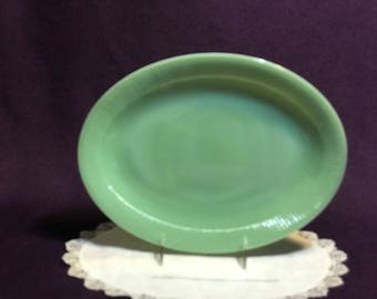 Jadeite Green Fire King Jane Ray Platter 12”