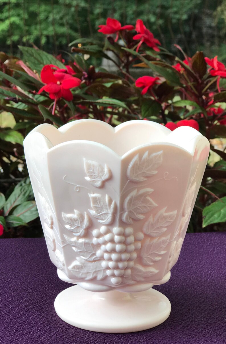 Pink Milk Glass Vase Etsy